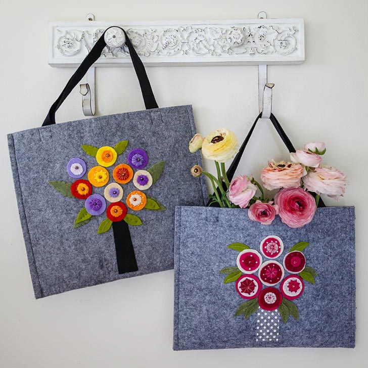 Block of the Month issue felt tote bag